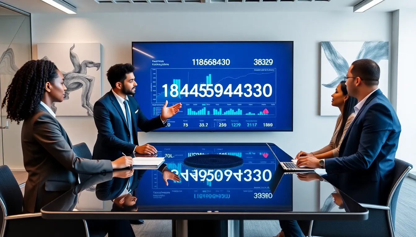 professionals analyzing data in a modern office setting.