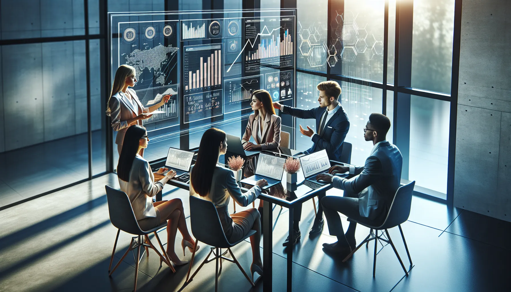 diverse team collaborating in a modern office setting about customer service impacts.