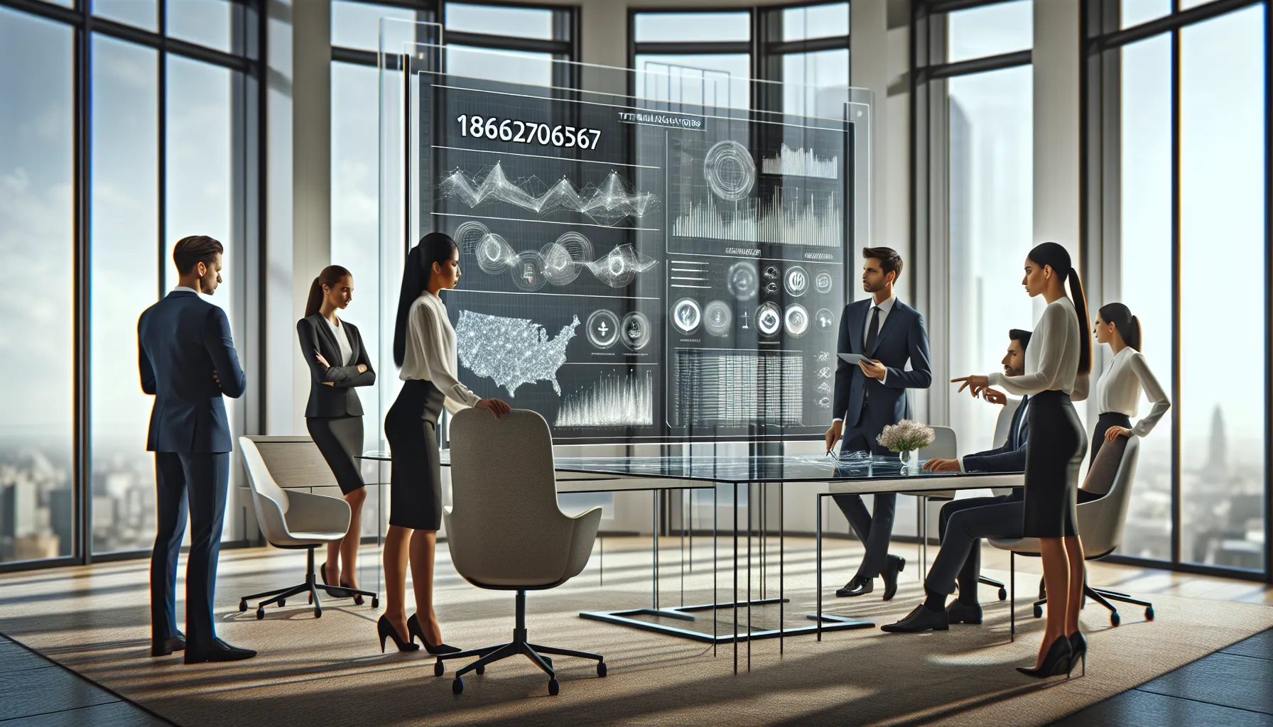 diverse team analyzing telecommunications data in a modern office.